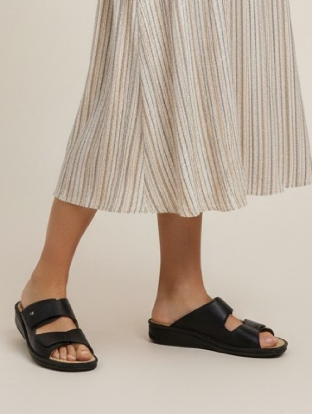 Finn Comfort Jamaika Black Leather Strap Comfort Sandals $245 EU 40 US 9  S4040